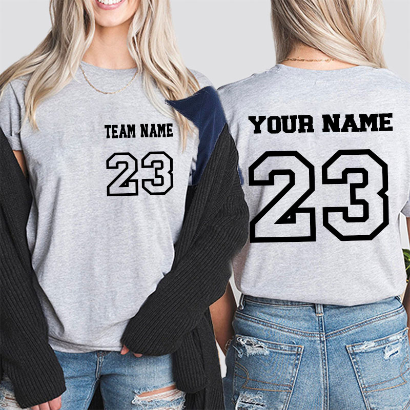 Personalized Name And Back Number Teacher Two Sided T-Shirt