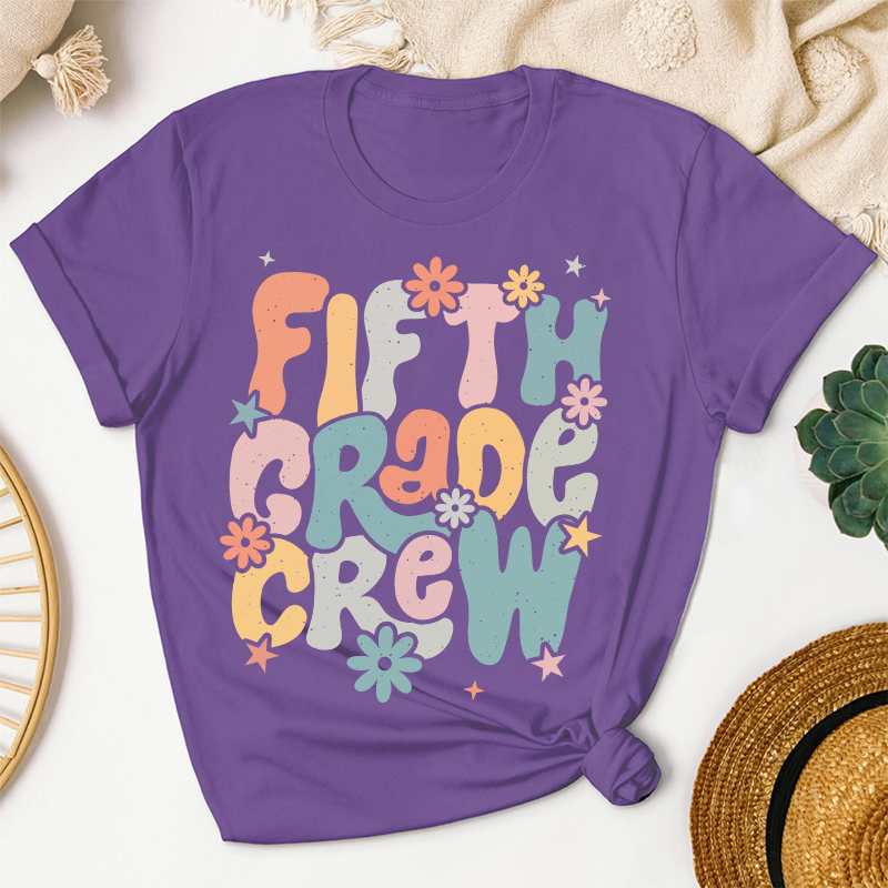 Personalized Name And Grade Bloom Flowers Teacher T-Shirt