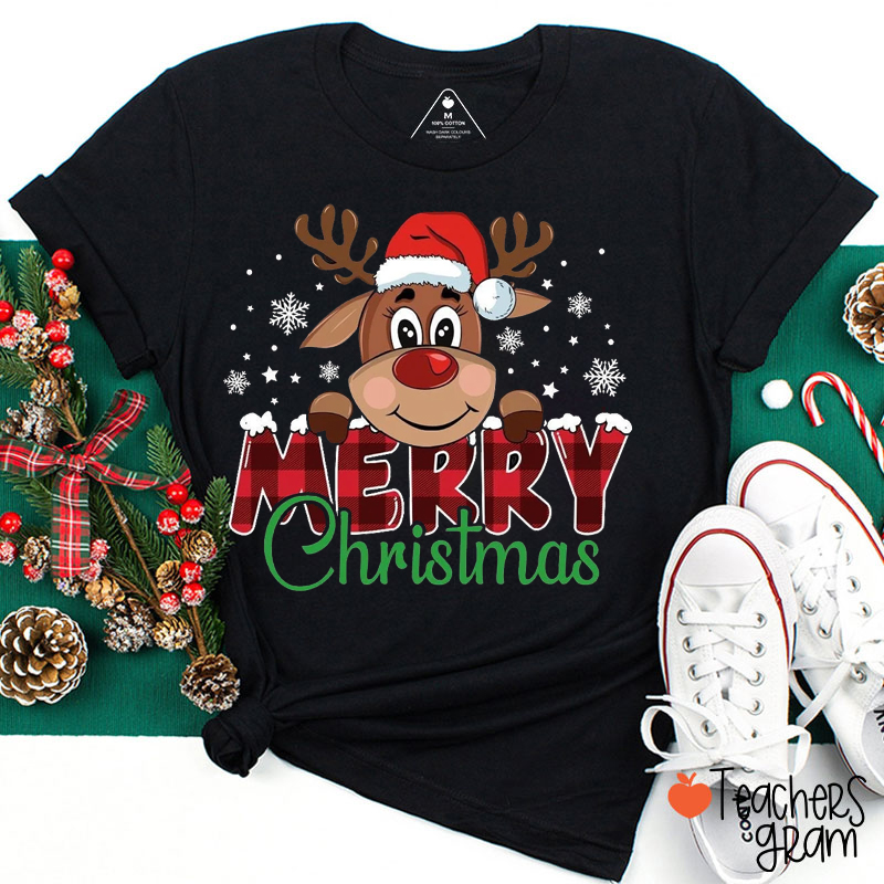 Merry Christmas Reindeer Teacher T-Shirt