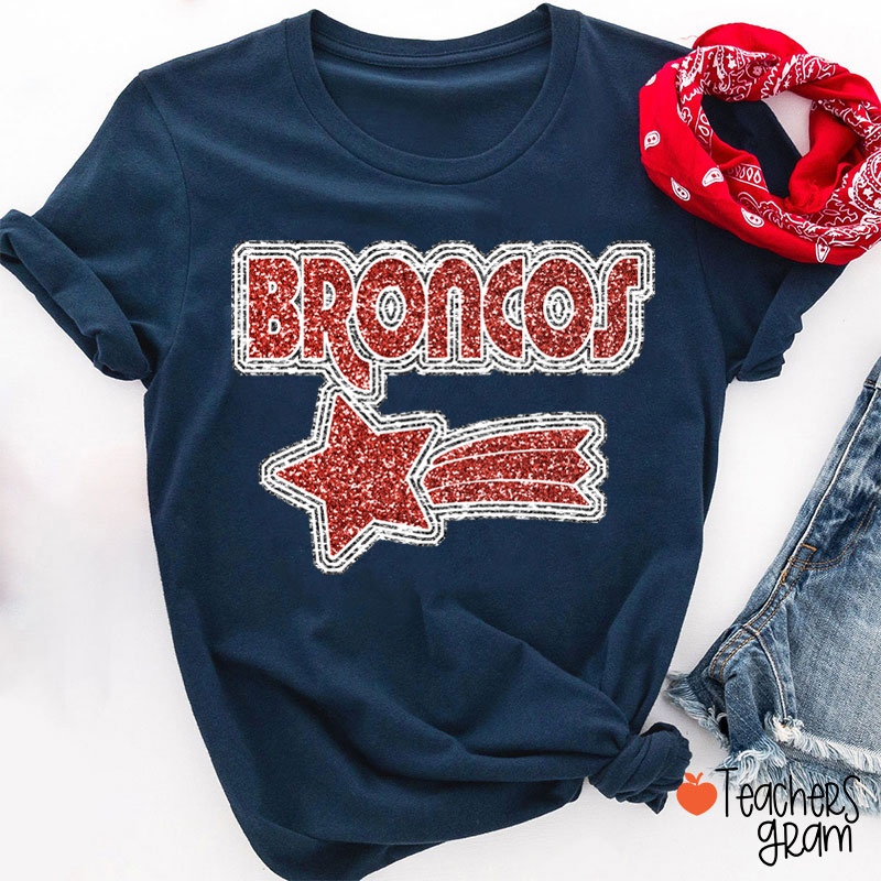 Personalized Mascot Glitter Star Game Day Teacher T-Shirt