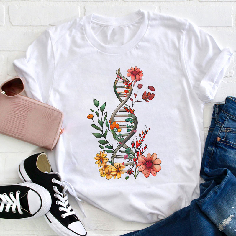 Floral DNA Biochemistry Teacher T-Shirt