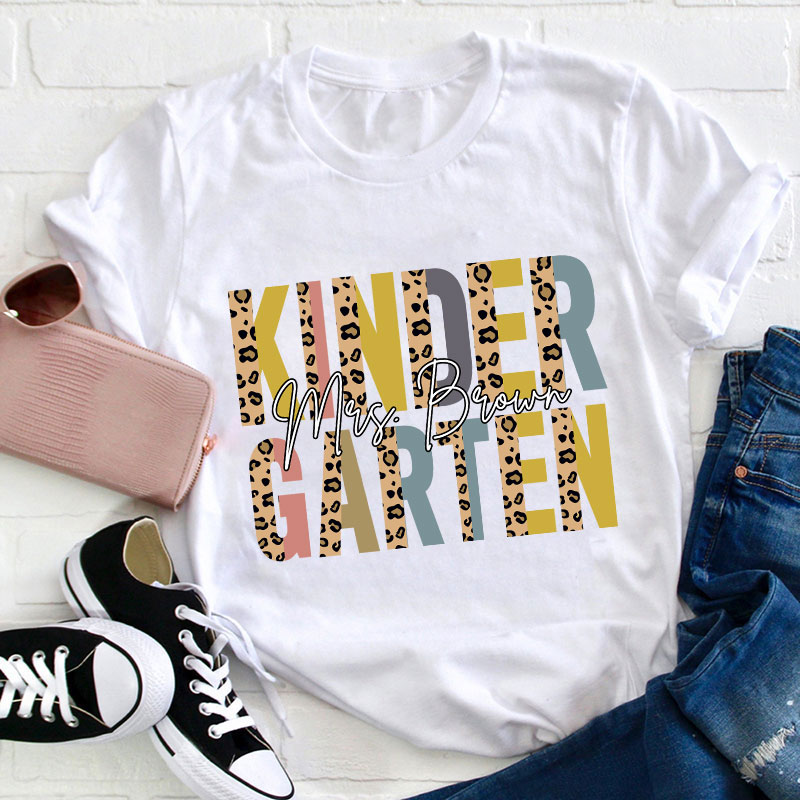 Personalized Comfort Color Leopard Teacher T-Shirt