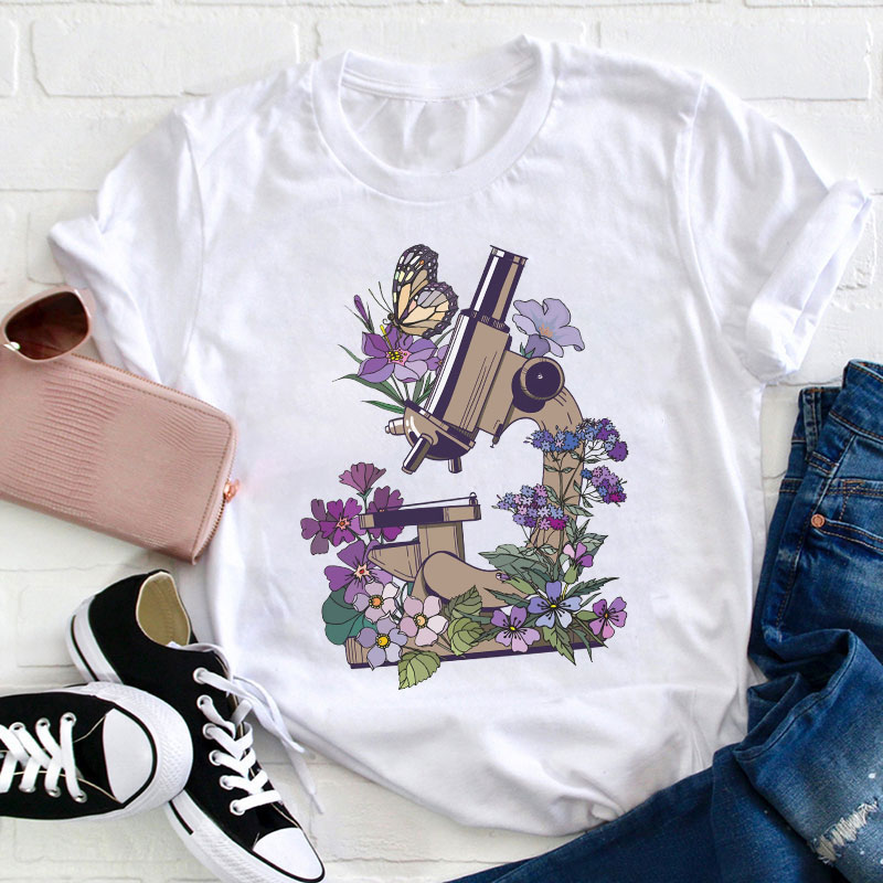 Science Flower Microbiology Teacher T-Shirt
