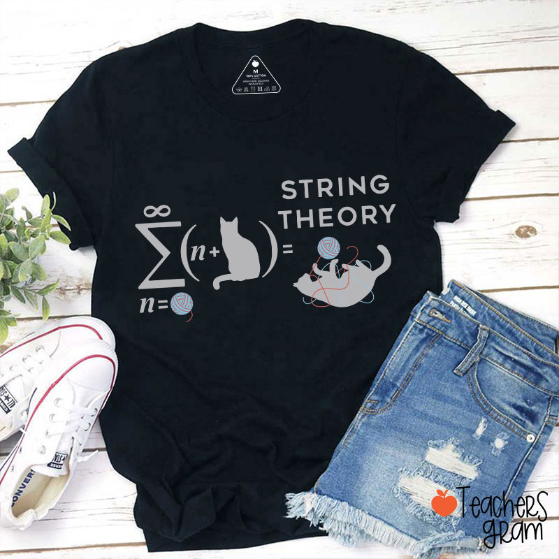 String Theory Cat Playing With Yarn Teacher T-Shirt