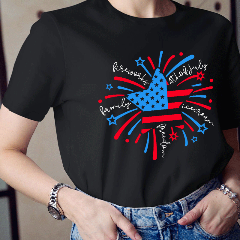 Firework 4th of July Teacher T-Shirt