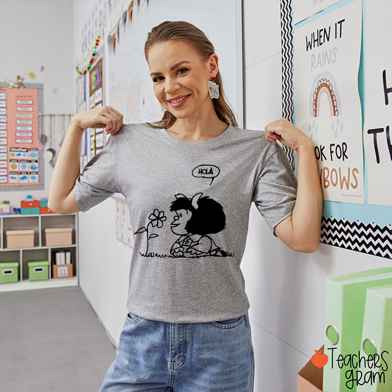 Hola Flower Spanish Teacher T-Shirt