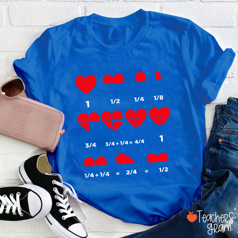 Math Red Hearts Teacher T-Shirt