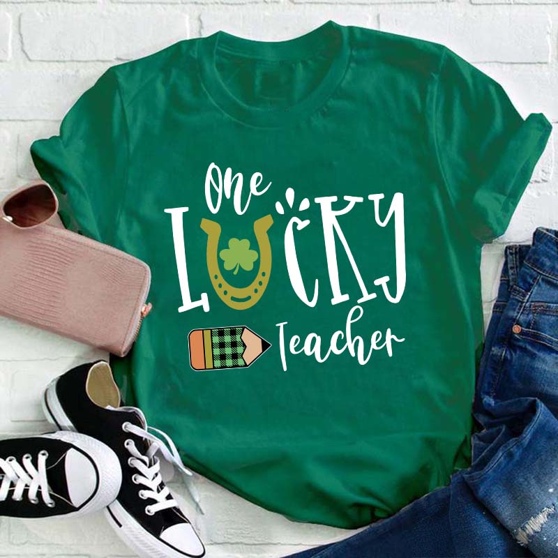 One Lucky Teacher Pencil Teacher T-Shirt