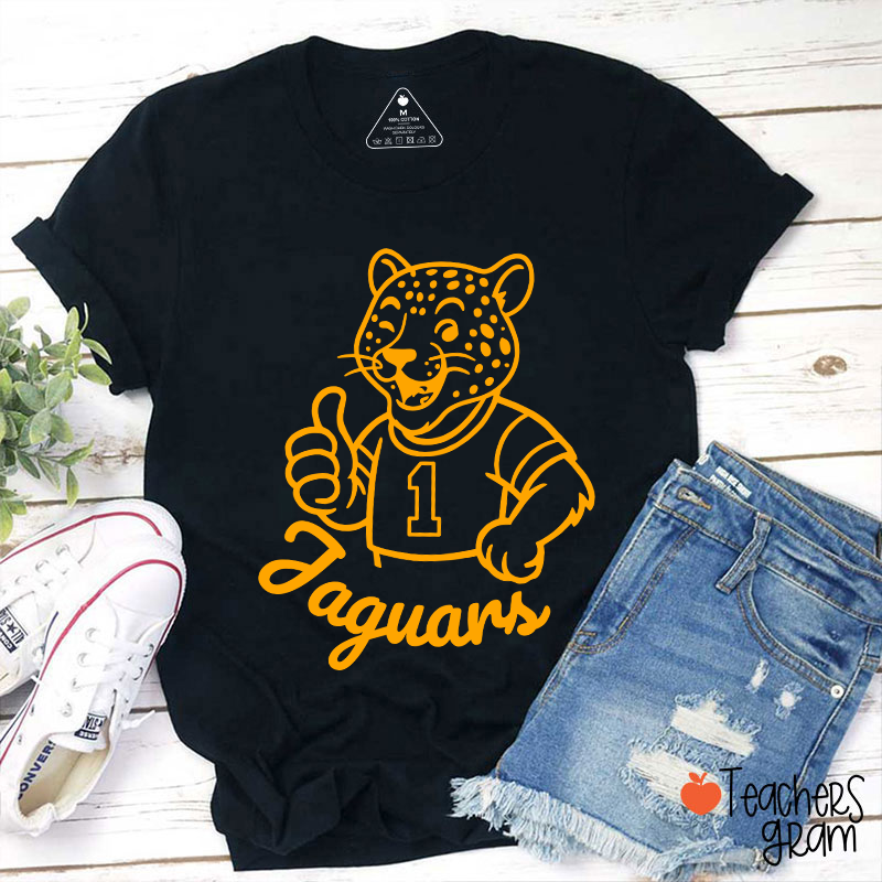 Personalized Cute Mascot And Your Number School Spirit Teacher T-Shirt