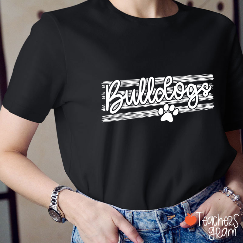 Personalized Mascot On Stripes Spirit Game Day Teacher T-Shirt