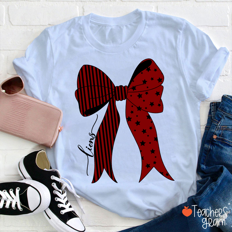 Personalized Mascot Stars And Stripes Bow Teacher T-Shirt