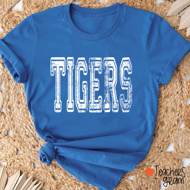Personalized Mascot Washed And Distressed School Spirit Teacher T-Shirt