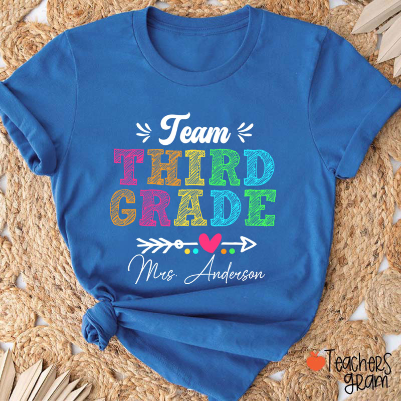 Personalized Team Name Arrow Heart Teacher T-Shirt