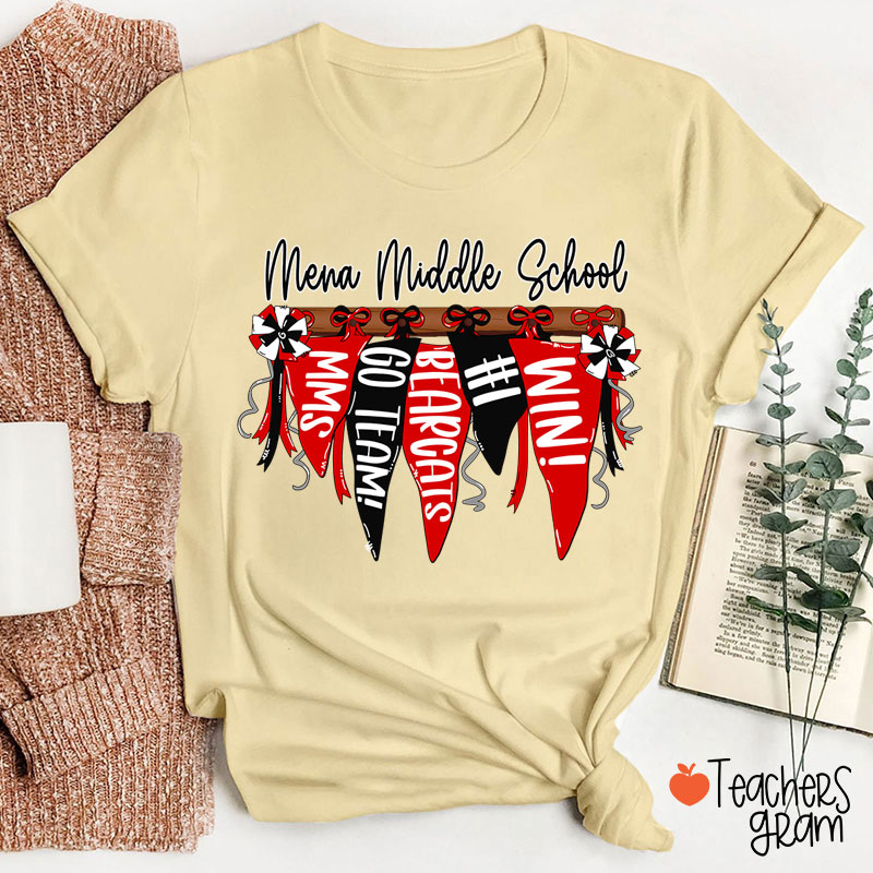 Personalized Mascot Pennant Banner Flag Teacher T-Shirt