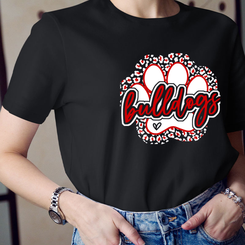 Personalized Leopard Print Stroke Mascot Icon Teacher T-Shirt