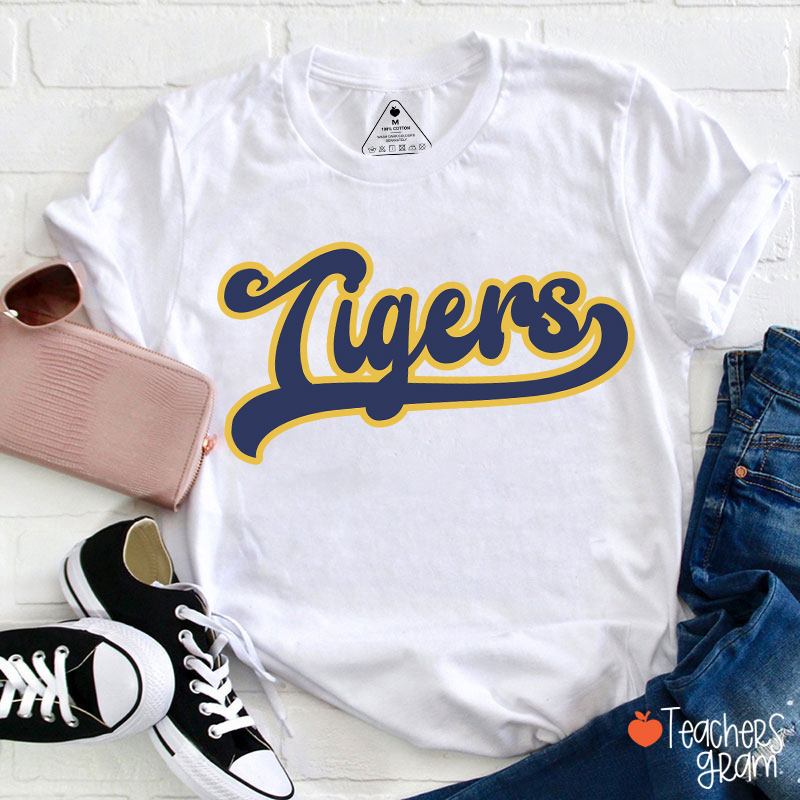 Personalized Mascot School Spirit Contrasting Colors Teacher T-Shirt