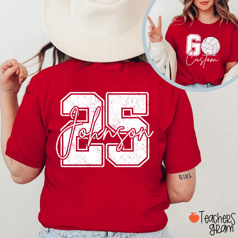 Personalized Mascot And Sport Go School Spirit Teacher Two Sided T-Shirt