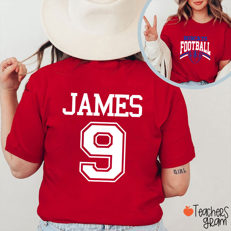 Personalized Mascot Football Game Day Teacher Two Sided T-Shirt