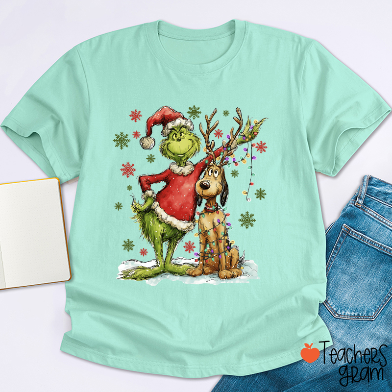 Green Guy And Dog Teacher T-Shirt