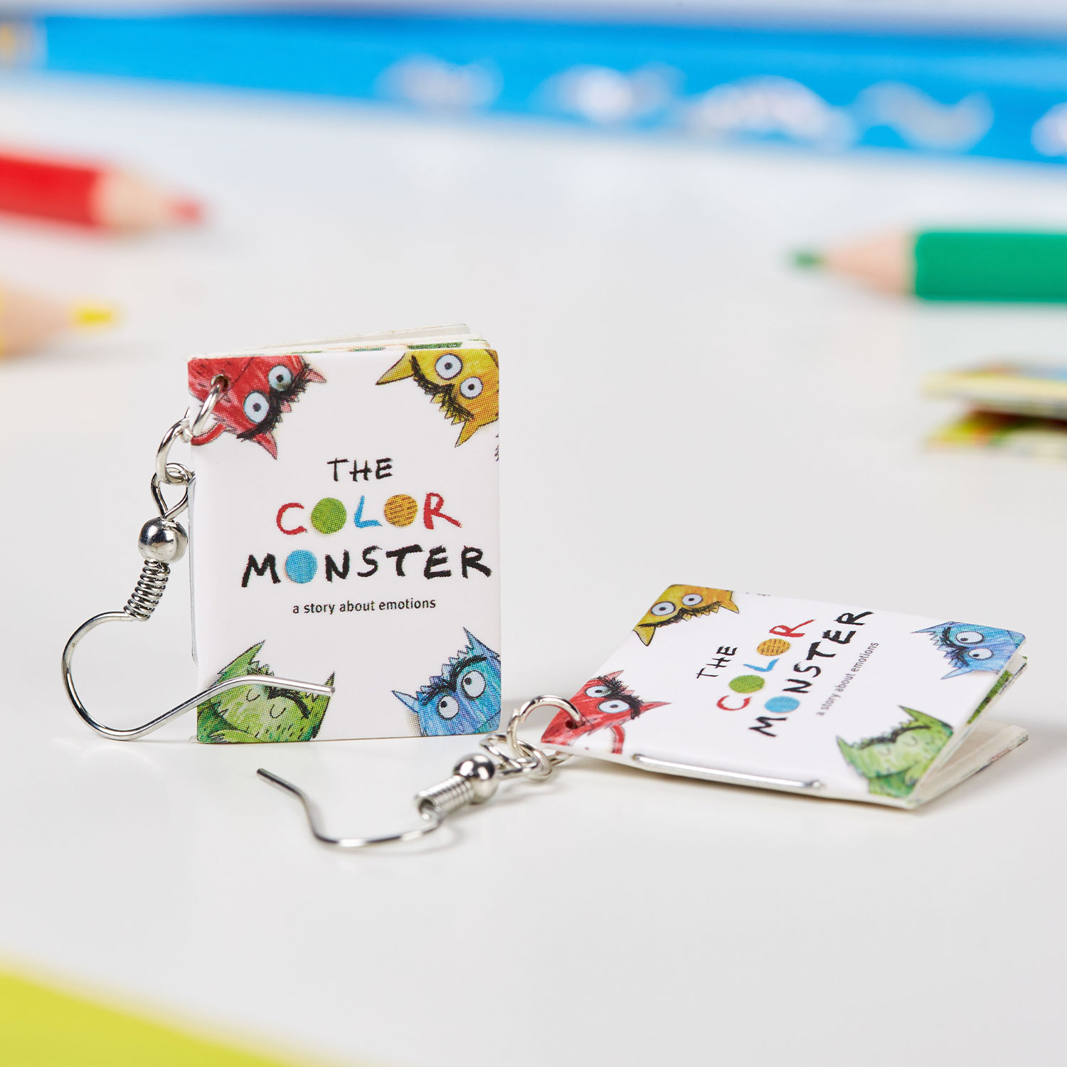 Colorful Monster Feeling Monster Teacher Book Earrings