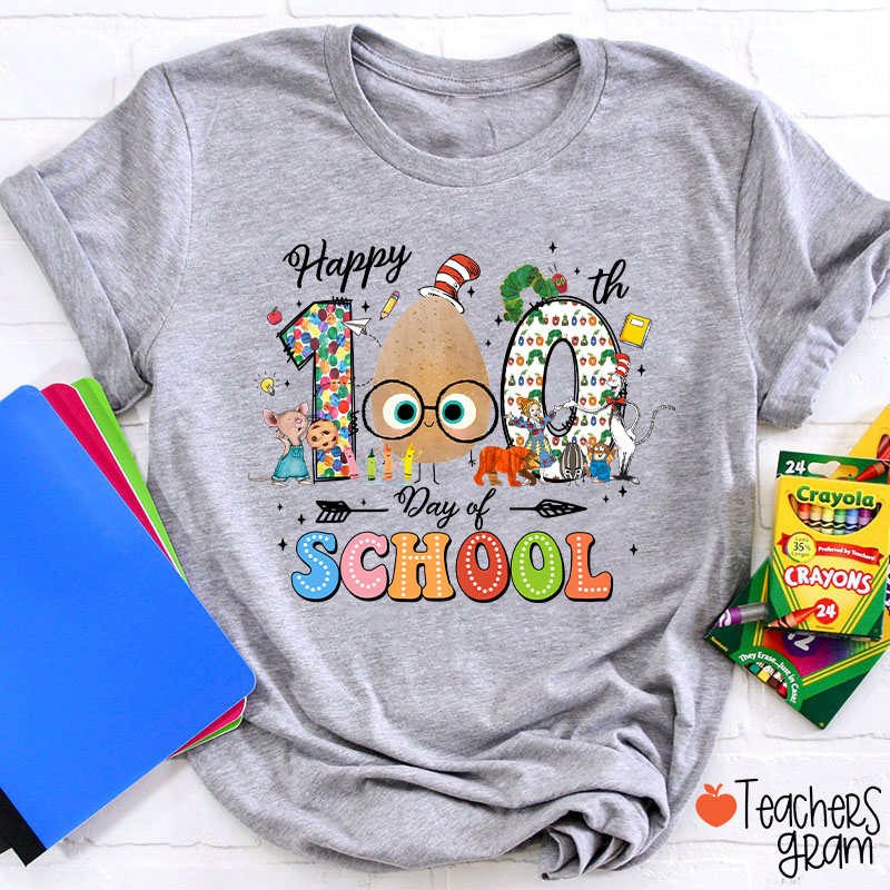 Children's Books Happy 100 Days Of School Teacher T-Shirt