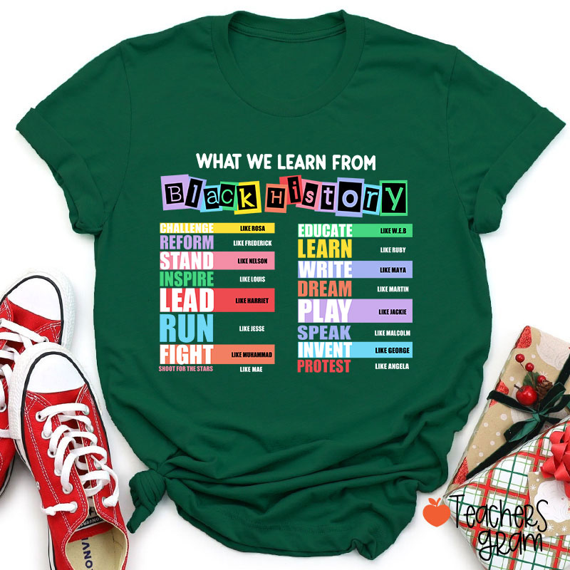 What We Learn From Black History Teacher T-Shirt