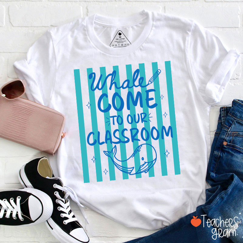 Personalized Missed Your Smile Crocodile Pink Stripe Teacher T-Shirt