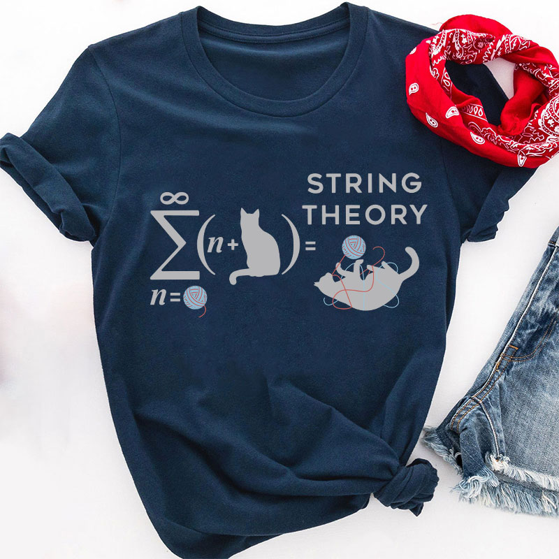 String Theory Cat Playing With Yarn Teacher T-Shirt