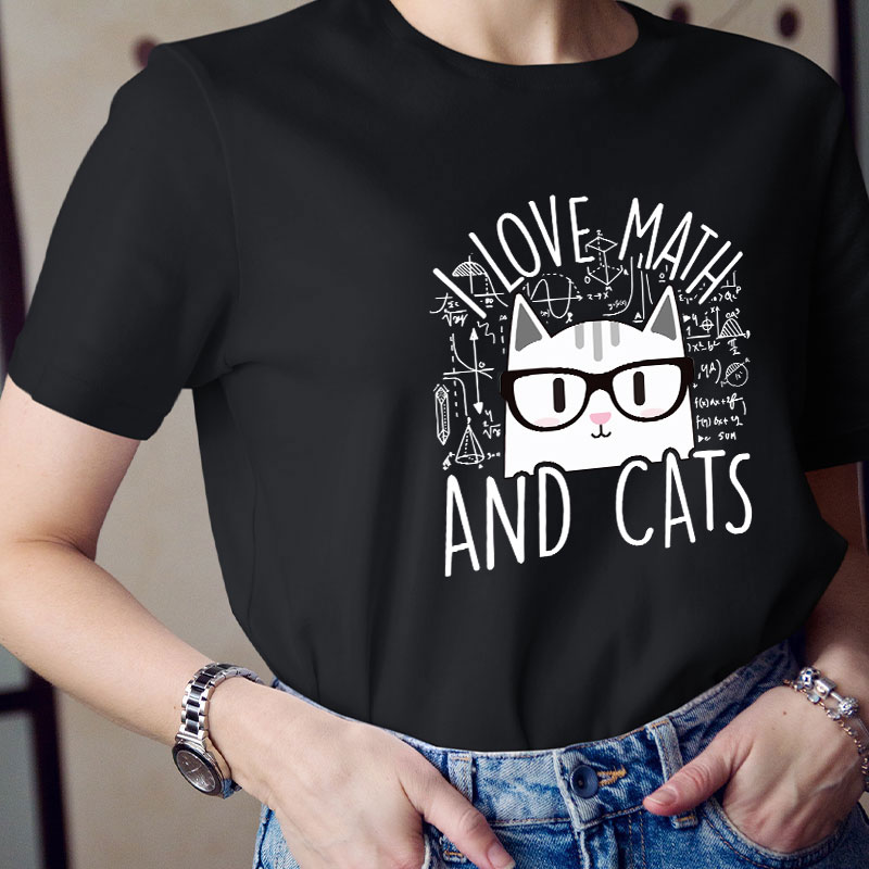 I Love Math And Cute Cats T-Shirt