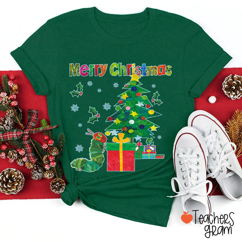 Very Hungry Caterpillar Merry Christmas Teacher T-Shirt