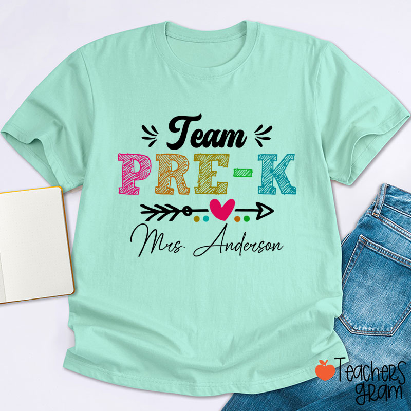 Personalized Team Name Arrow Heart Teacher T-Shirt