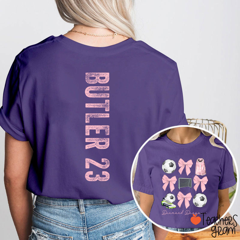 Personalized Team Name And Sport Bow Game Day Teacher Two Sided T-Shirt