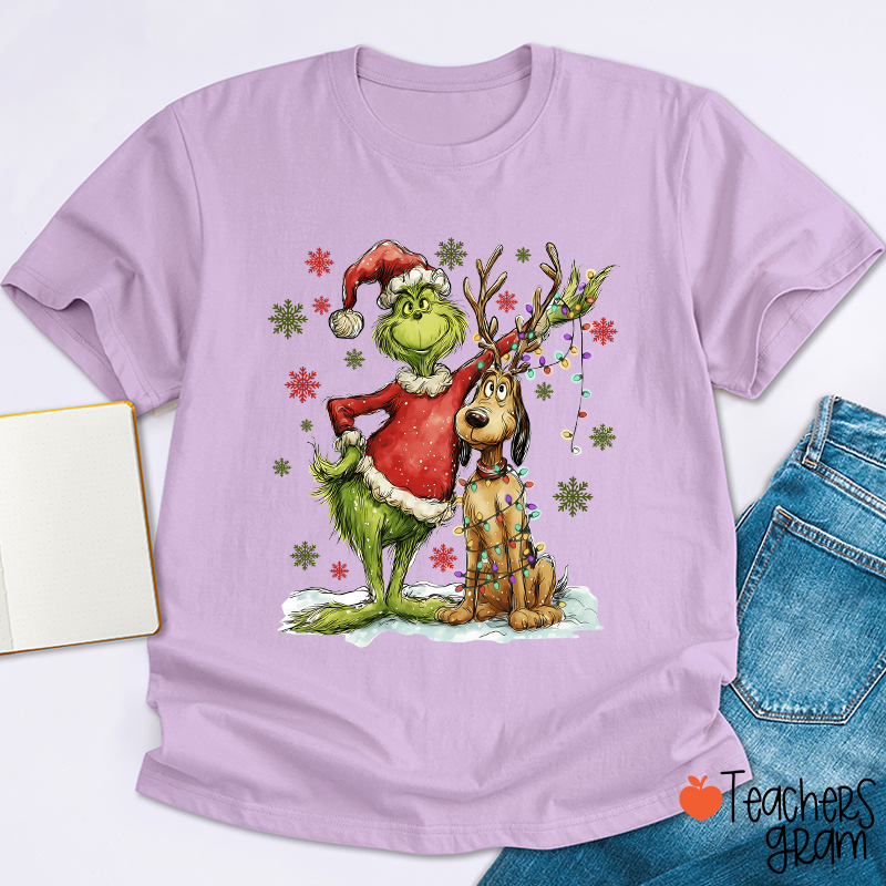 Green Guy And Dog Teacher T-Shirt