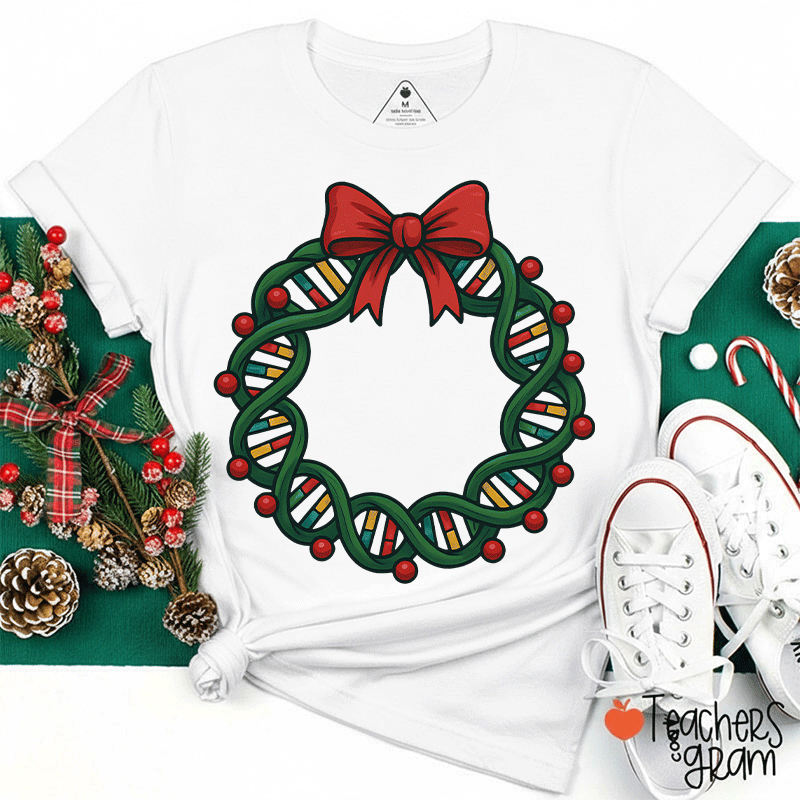 DNA Double Helix Christmas Teacher T-Shirt