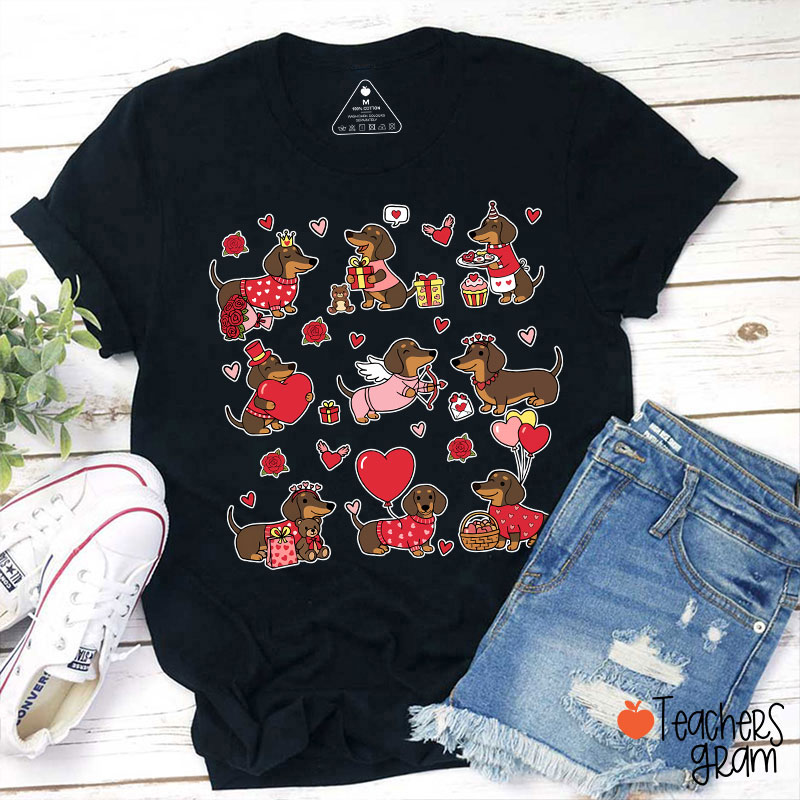 Dachshund Valentines Teacher T-Shirt