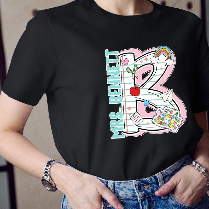 Personalized Funny Letter Back To School Name Teacher T-Shirt