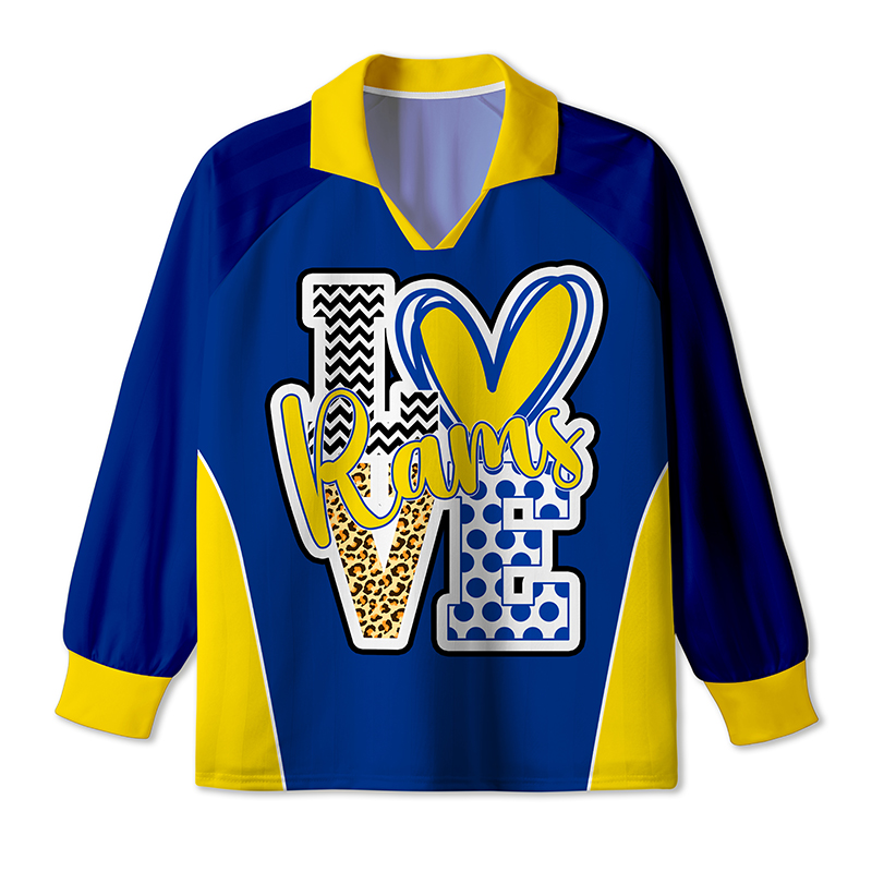 Personalized Mascot Love School Spirit Teacher Long Sleeve Collar Jersey