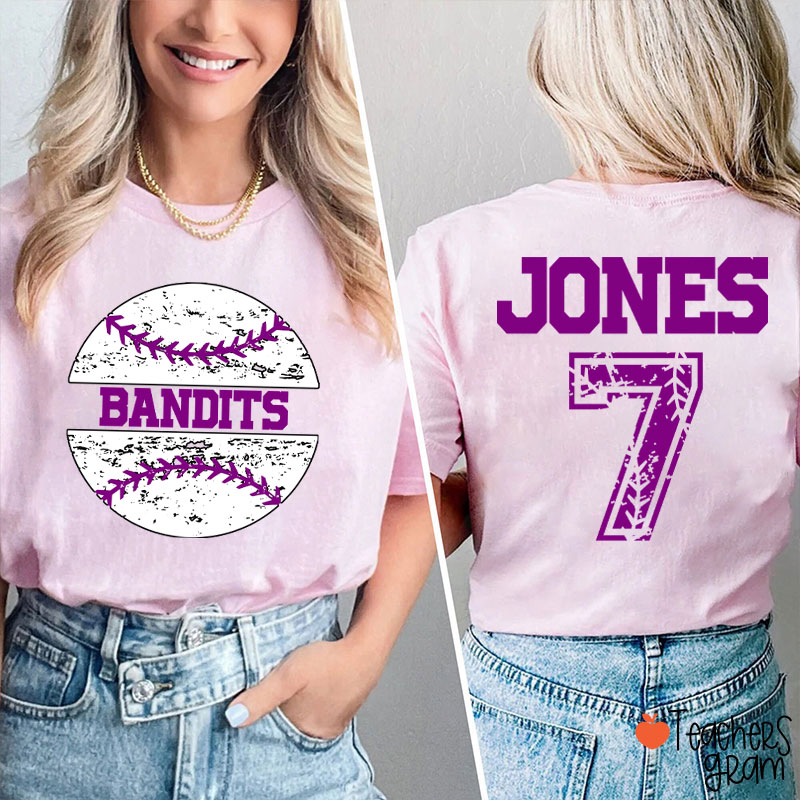 Personalized Baseball With Your Team Teacher Two Sided T-Shirt