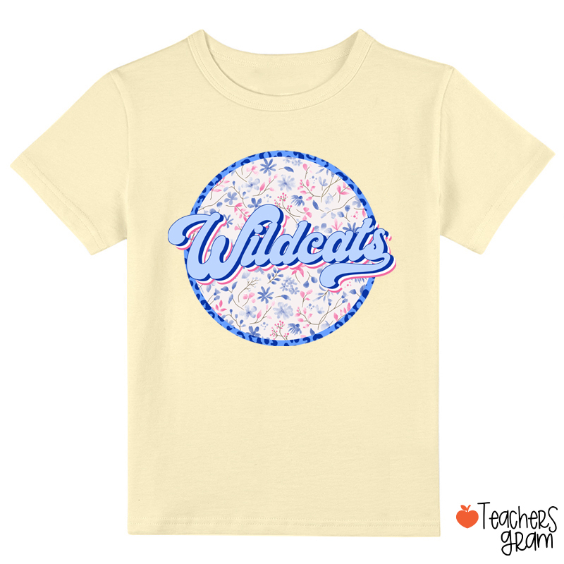 Personalized Mascot Circle Vintage Wildflowers Class T-Shirt