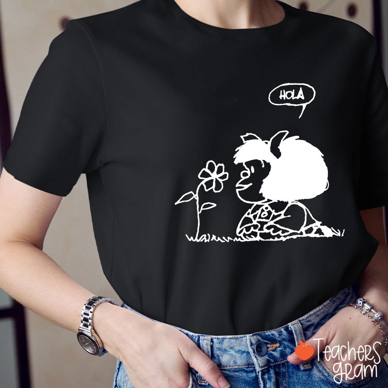 Hola Flower Spanish Teacher T-Shirt