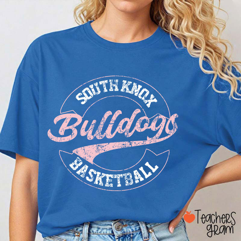 Personalized Mascot And School Name Distressed Retro School Spirit Teacher T-Shirt