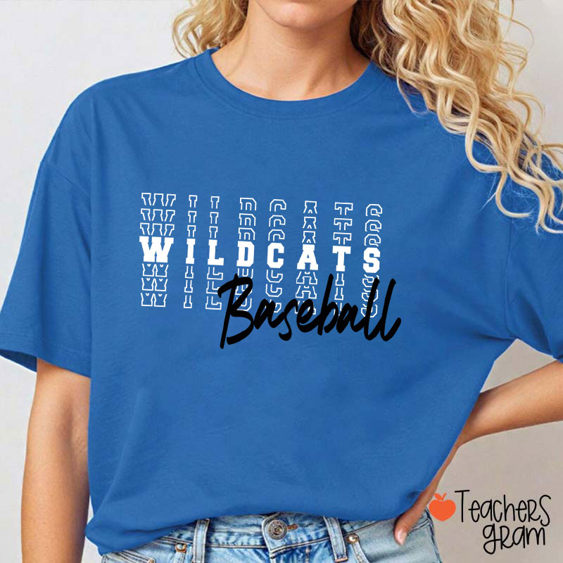 Personalized Mascot Text Stacking Teacher T-Shirt