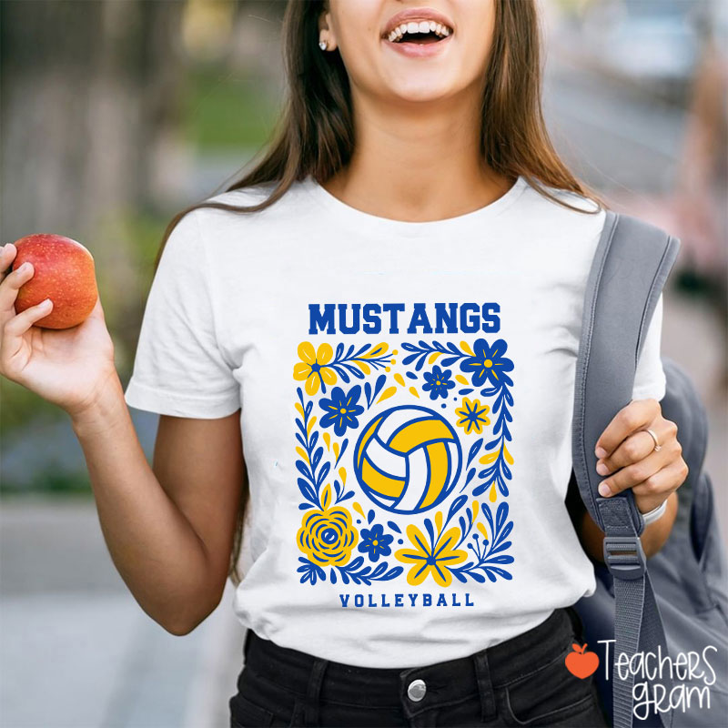 Personalized Mascot And Sport Flowers Teacher T-Shirt