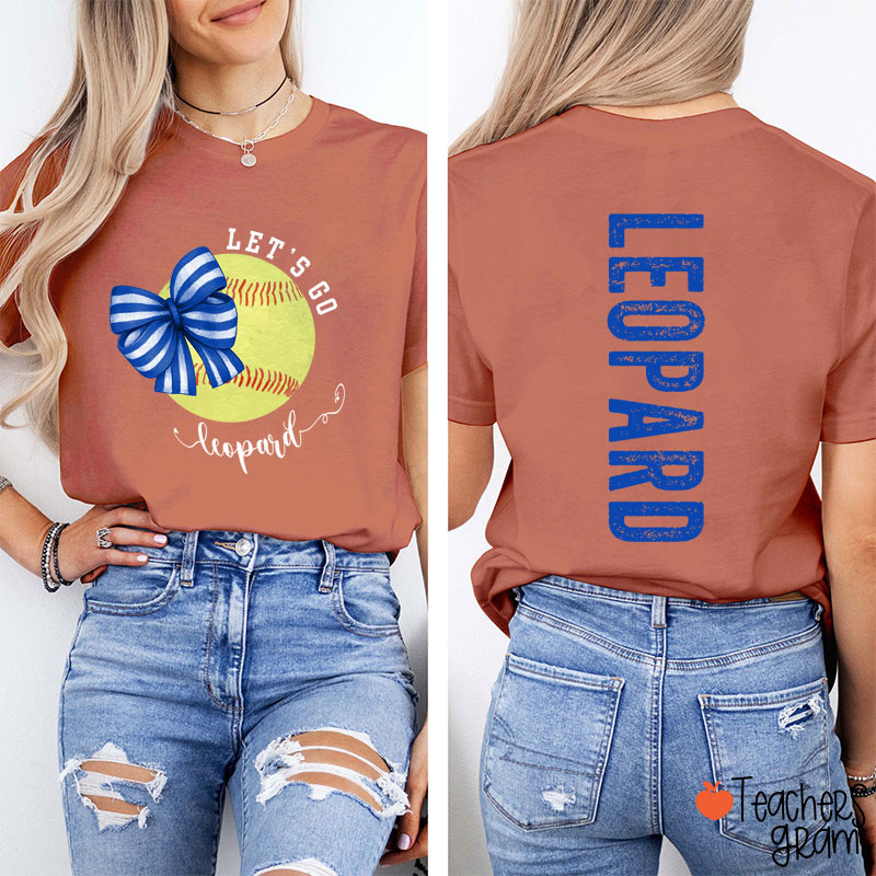 Personalized Sports And Mascot Let's Go Teacher Two Sided T-Shirt