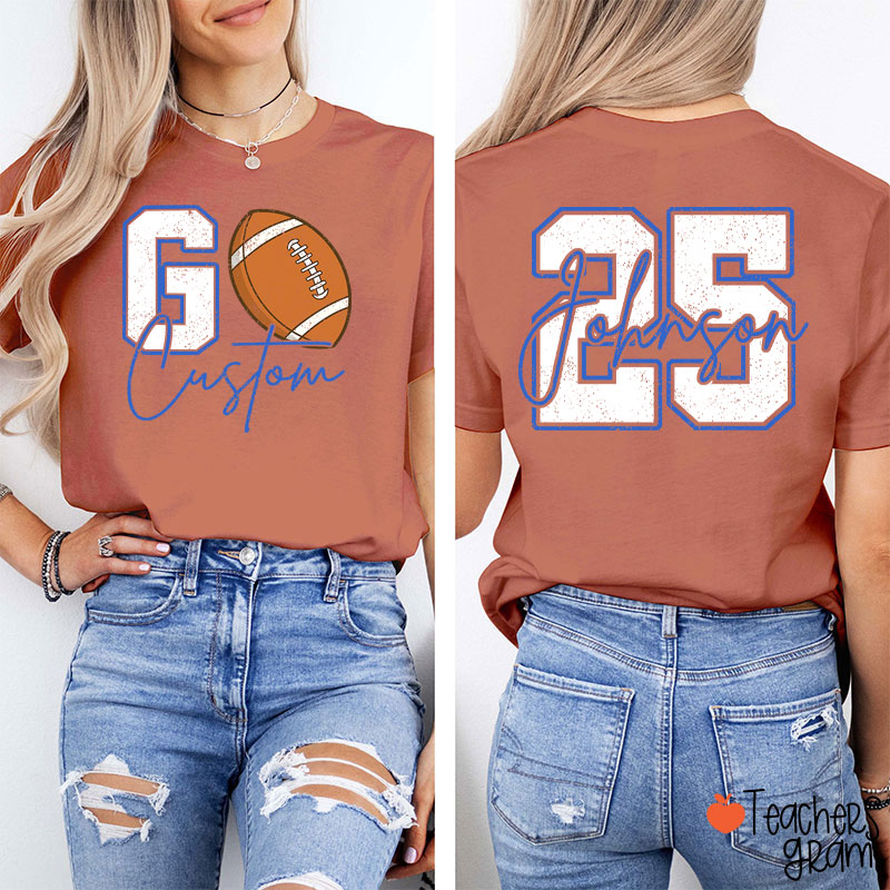 Personalized Mascot And Sport Go School Spirit Teacher Two Sided T-Shirt