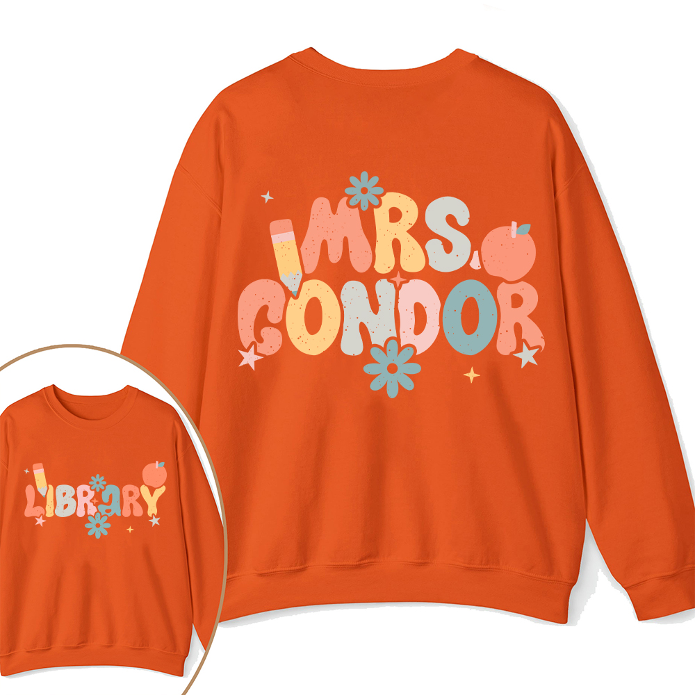 Personalized Name And Grade Bloom Flowers Teacher Two Sided Sweatshirt