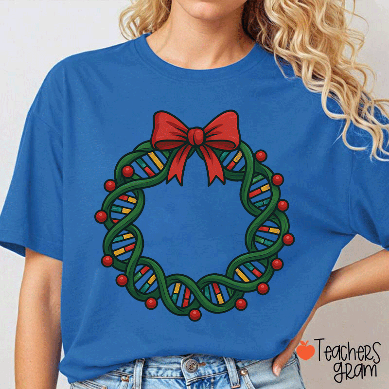 DNA Double Helix Christmas Teacher T-Shirt
