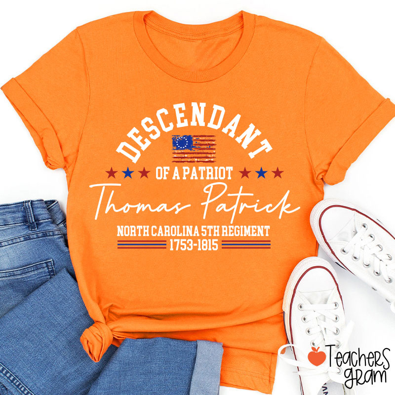Personalized Descendant Patriot Teacher T-Shirt