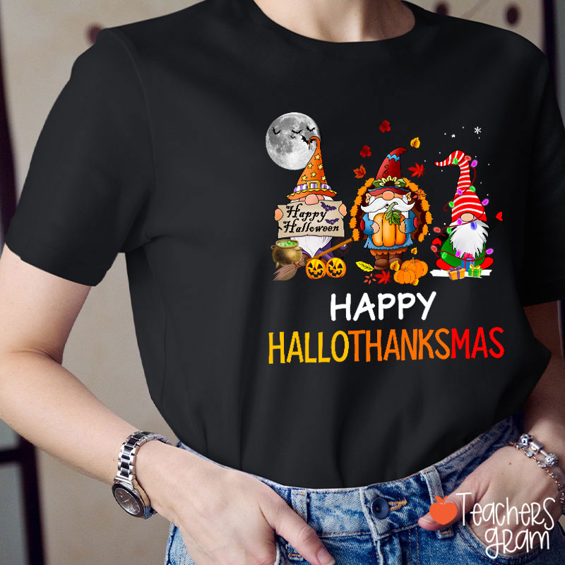 Happy Hallothanksmas Teacher T-Shirt