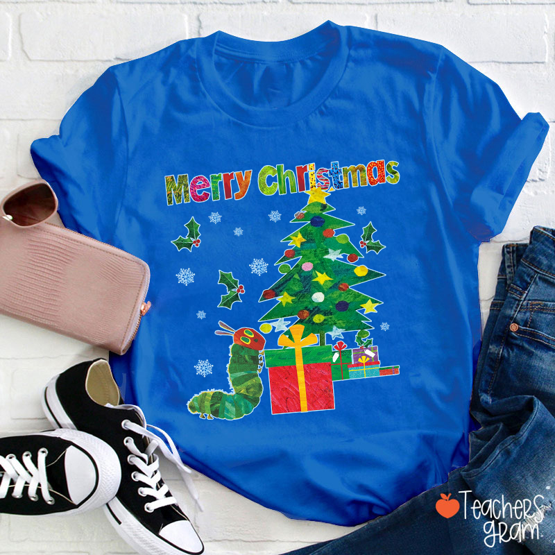 Very Hungry Caterpillar Merry Christmas Teacher T-Shirt